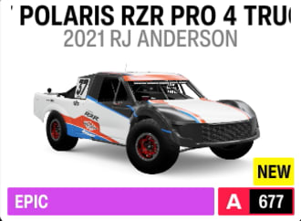 2021 RJ Anderson #37 Polaris RZR Pro 4 Truck